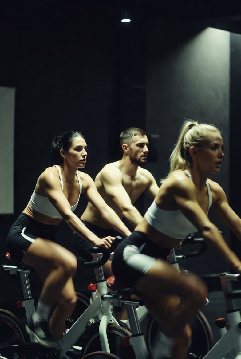 Grupa ljudi na treningu biciklizma